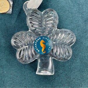 Waterford Crystal Shamrock Ornament With Ribbon Tag Box And Bag 2.5” x 2.5”